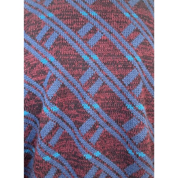 Trend Basics Vintage 90s Maroon Blue Plaid Diamond Pattern Knit Sweater Jumper - Picture 7 of 16